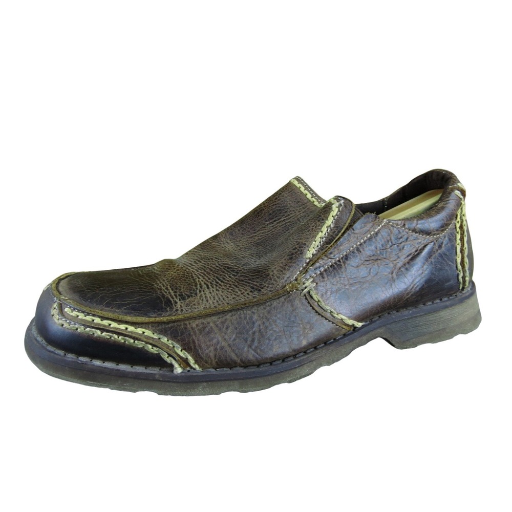 Roan Men 10 Brown Leather Slip On Casual Loafers Distressed Comfort Shoes‎